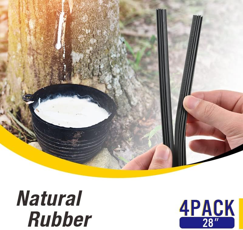 Miniatura 6 de Escobillas limpiaparabrisas delantera y trasera de repuesto, 28 pulgadas, repuesto universal, tira de goma, 4 unidades, tamaño ajustable