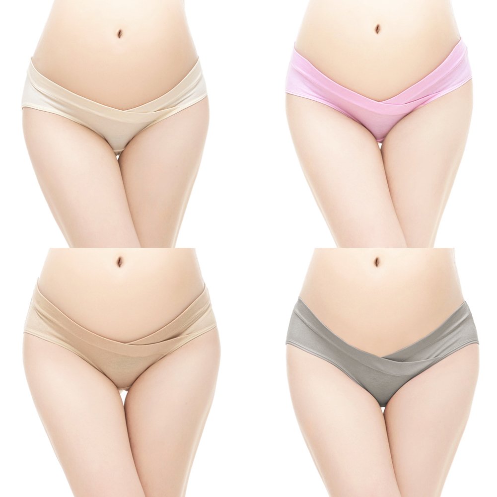 CHIC-CHIC 4 Pack Women's Maternity Knickers Under The Bump Briefs Pregnancy Underwear Pants (Medium)