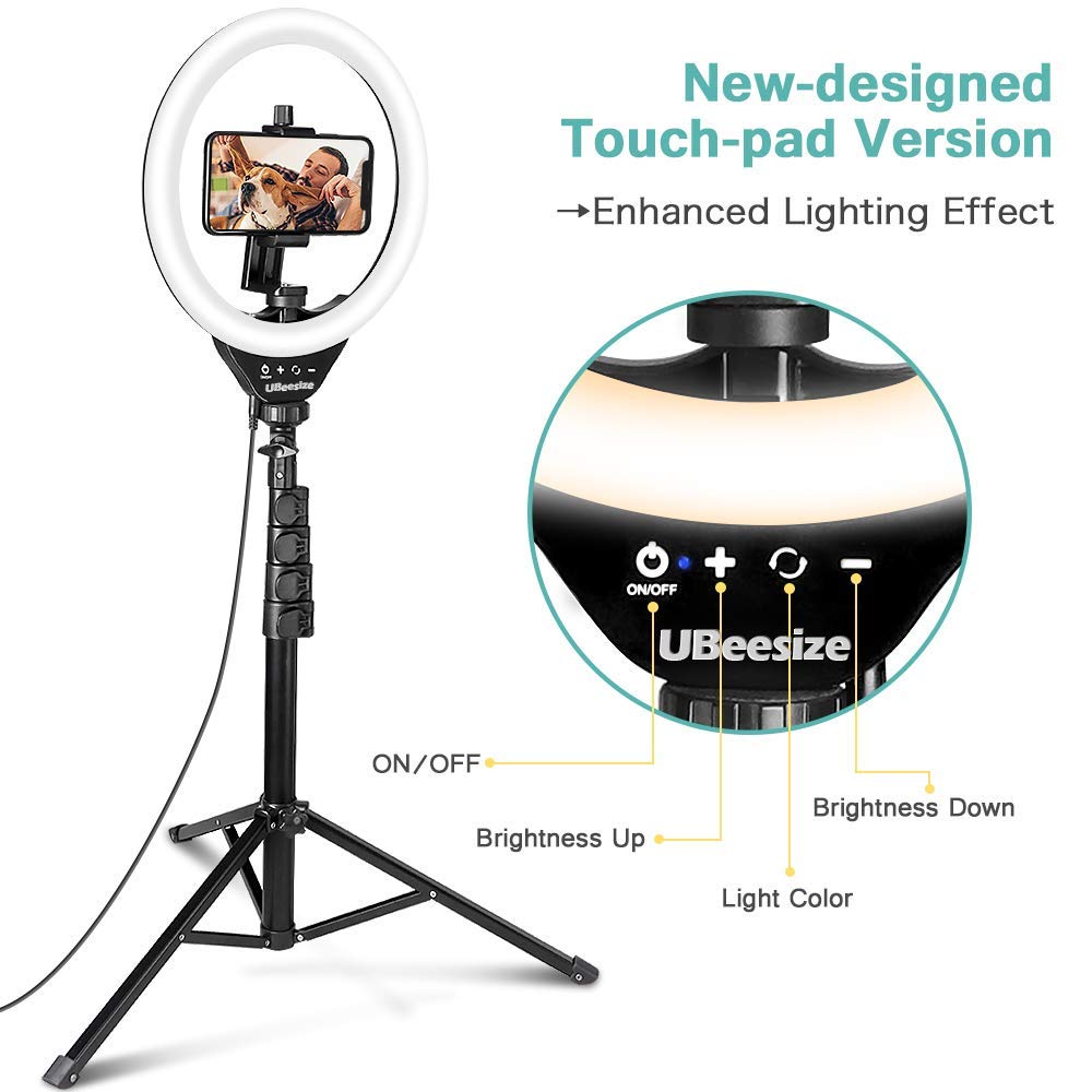 UBeesize 10’’ Ring Light with Tripod, Selfie Ring Light with 62’’ Tripod Stand, Light Ring for Video Recording & Live Streaming(YouTube, Instagram, TIK Tok), Compatible with Phones and Cameras