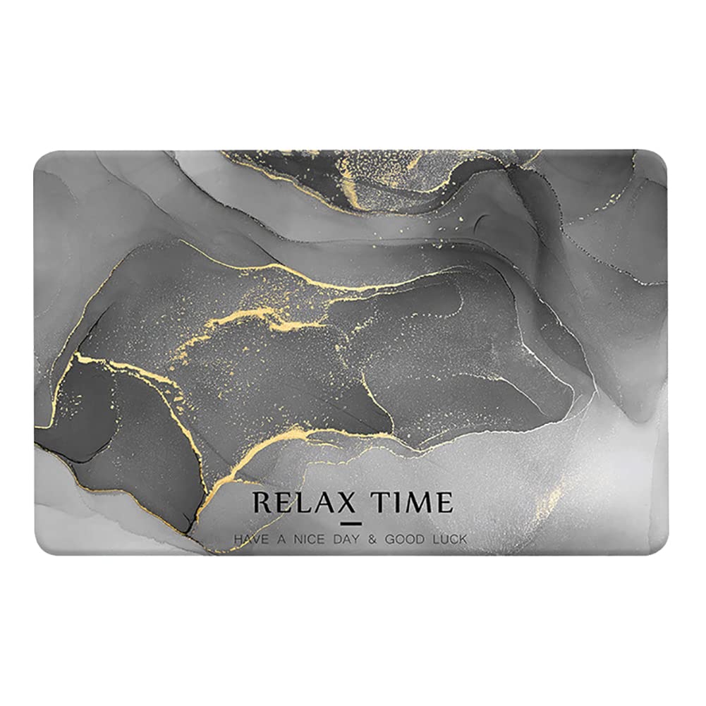 AHAKACBath Mat with Highly Absorbent, Non-slip Floor Mat with Non-slip Texture of the Bottom, Comfortable Cushioned Floor Mat with Cotton-like Fabric (black grey)