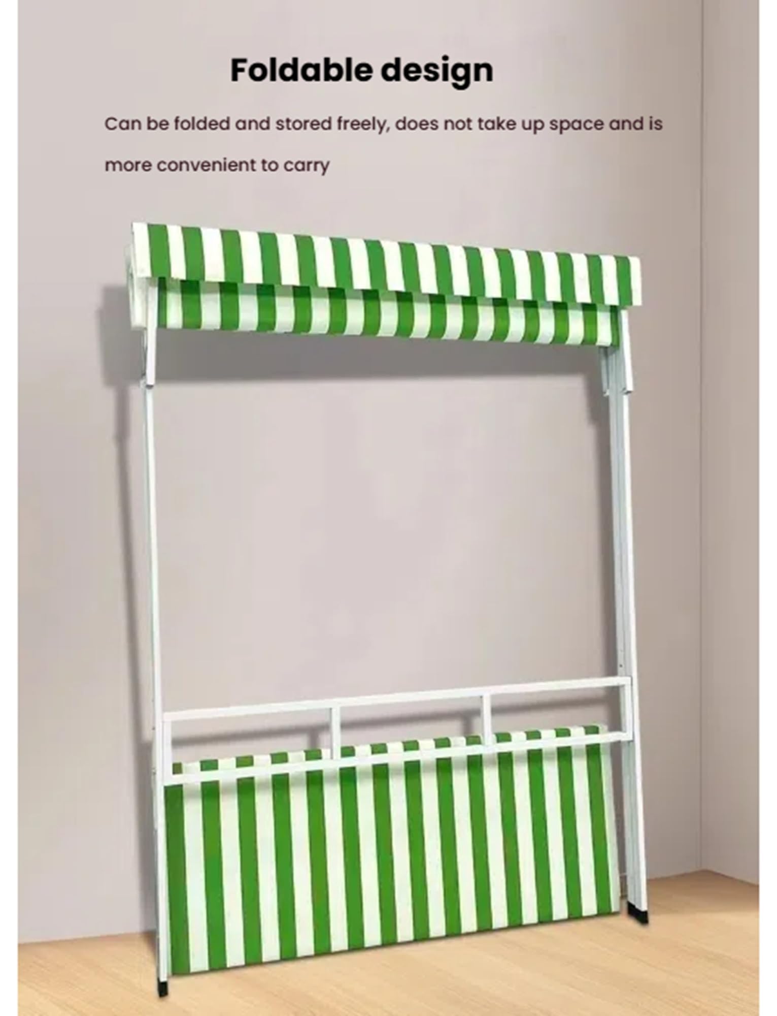 Puesto de Mercado agrícola, Puesto de Venta Ambulante, Carrito móvil de Comida callejera, Carrito de 4 Ruedas con toldo (130 x 60 x 200 cm)