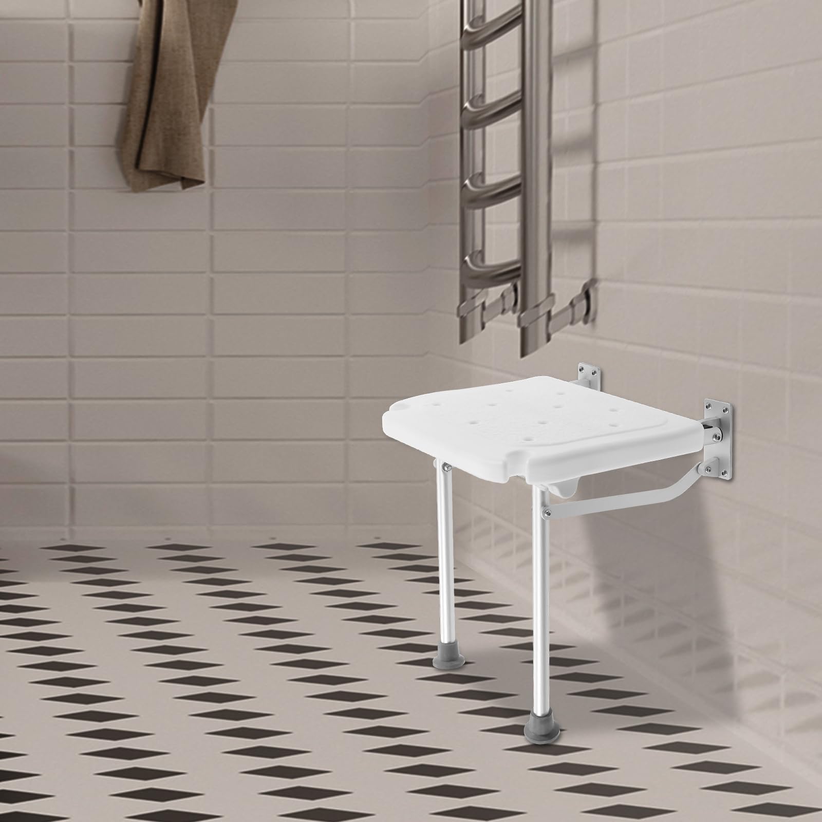 Asiento de ducha plegable para soporte de pared, silla de baño, taburete de ducha, asiento de ducha plegable para ancianos, mujeres embarazadas, discapacitados, carga máxima de 100 kg, asiento de
