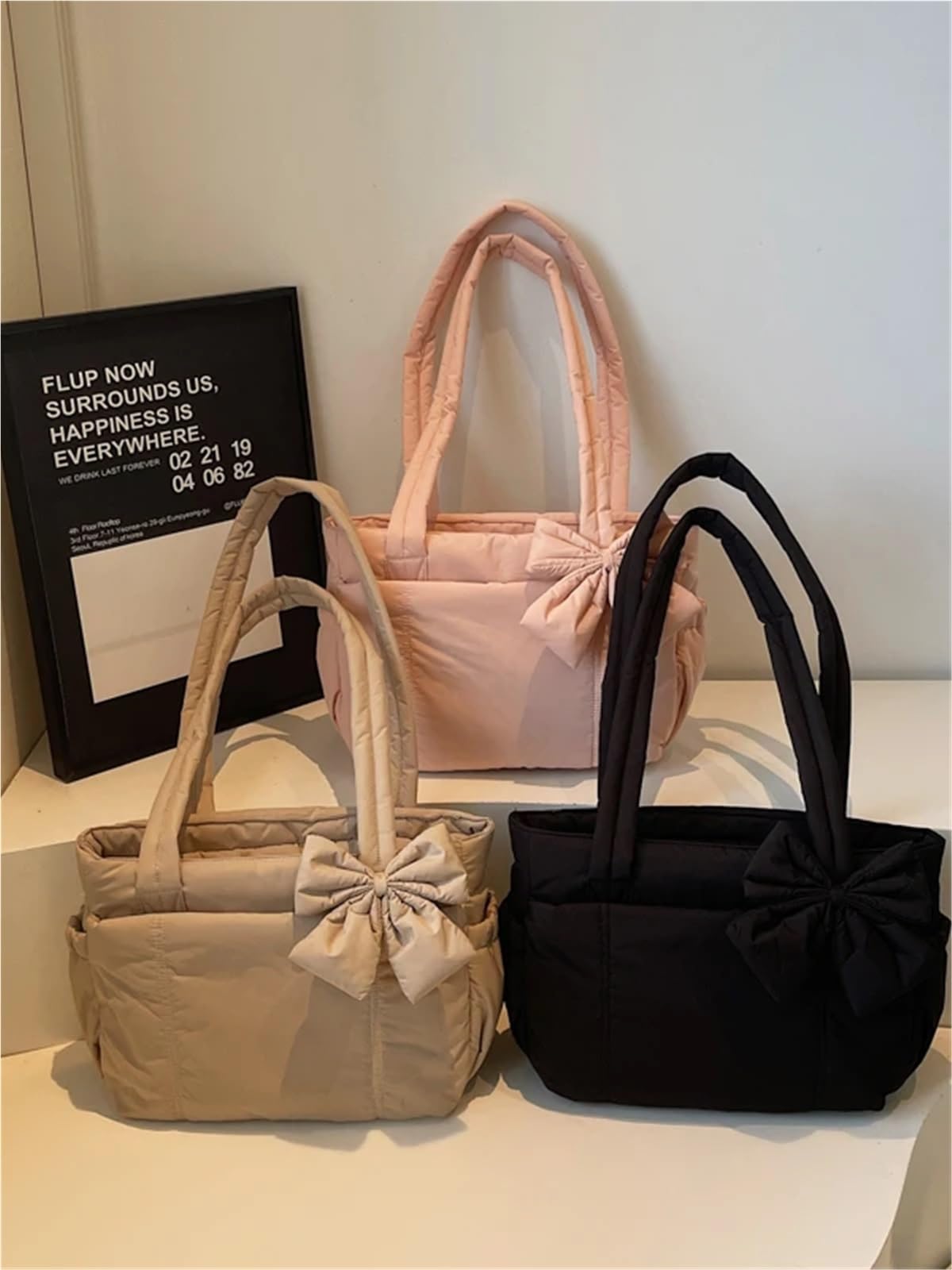 Quilted Travel Bag Borsa a tracolla singola con nodo dolce Preppy