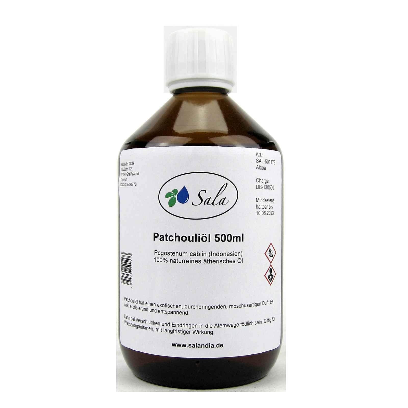 Sala Patchouliöl ätherisches Öl naturrein (500 ml Glasflasche)