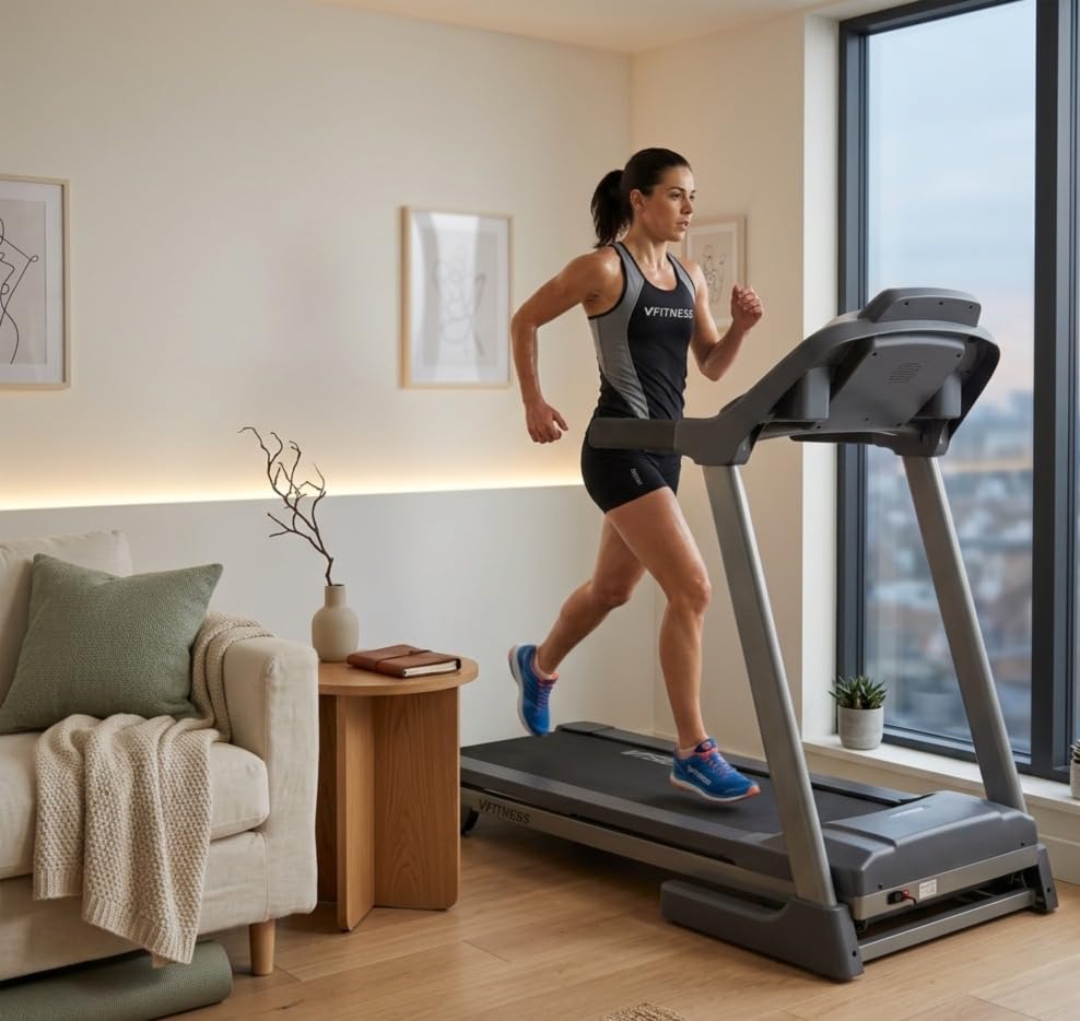 Image of Motorised Treadmill 150kg Weight capicity for Home Gym, Electric Running Machine with Digital Display, 6.5 hp Motor, 18km /h top Speed, Air Cushion Layer (1 Year Warranty) (V1 TM)