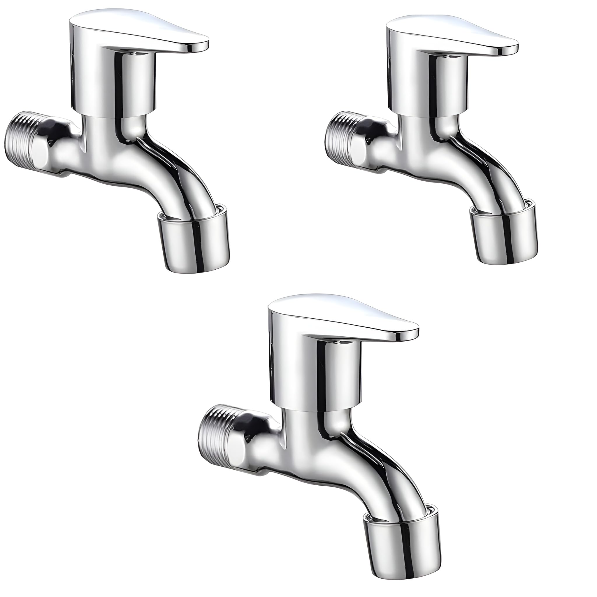 Metwin Chrome Water Tap for 15mm Pipe | Wall Mounted Stainless Steel Faucet for Bathroom, Kitchen, Garden | Anti-Rust, Leak-Proof | Modern Chrome Finish (Pack of 3)