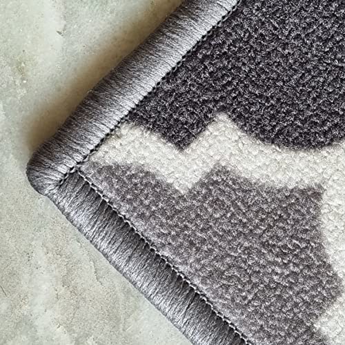 Image of Matz&More Trellis Islamic Floor Mat | 40x60 CM | Two Toned Grey | Nylon Tufted Gel Baking Anti-Slip | Doormat for Home Entrance, Kitchen & Bedroom