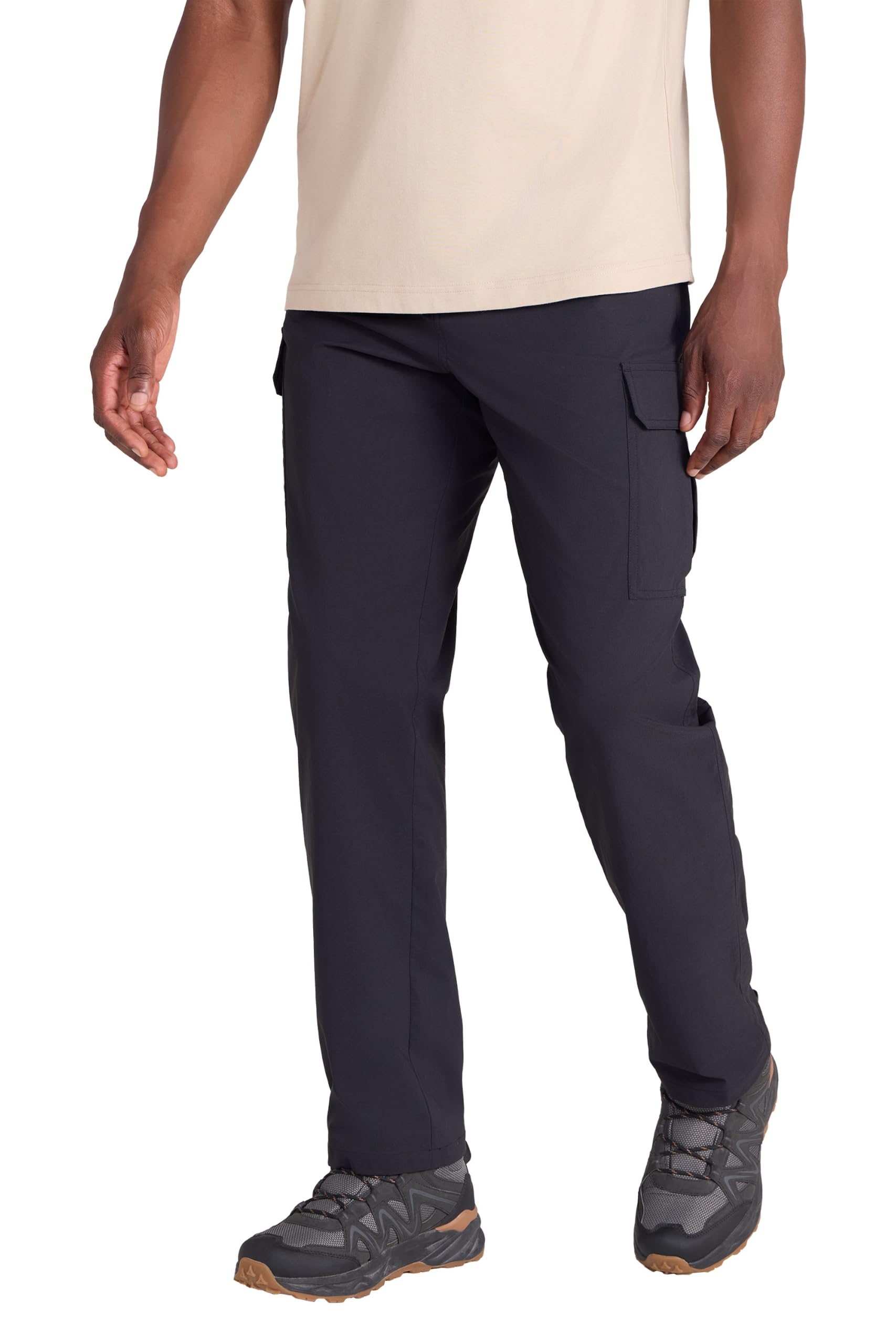 Mountain Warehouse Delta Mens Cargo Stretch Trousers - Stretchy Pants with UV Protection & Lots of Pockets - Spring Summer Walking, Hiking, Outdoors & Trekking Black W32