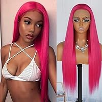 Vista 25 de QD-Tizer Pelucas sintéticas de color rubio ceniza con flequillo, pelucas de cabello largo y lacio, sin pegamento, pelucas sintéticas sin encaje