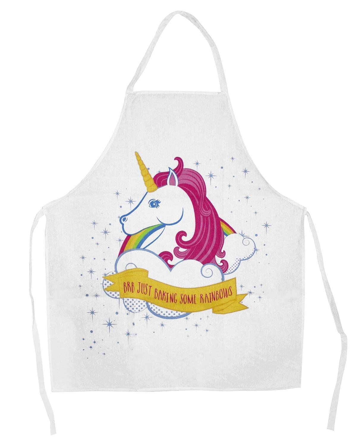 Poly Cotton Apron - Unicorn BRB - Just Baking Some Rainbows Design