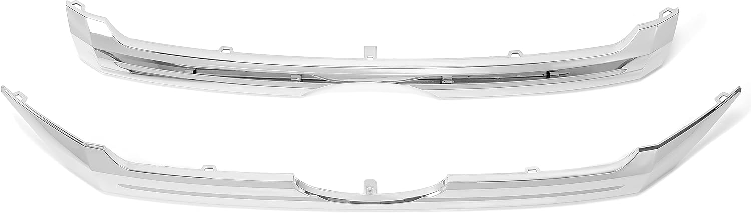 HECASA Front Upper & Central Grille Trim Compatible with 2011-2014 Ford Edge Replacement for BT4Z-8200-C BT4Z-8200-D FO1216106 FO1217109 Chrome Grille Molding 2Pcs