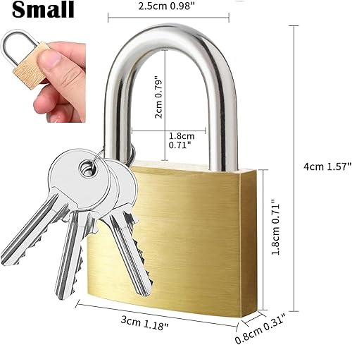 Miniatura 2 de Lockwise 4 candados pequeños, candado con llave de latón macizo con llave, cerraduras con 12 mismas llaves, cerradura de casillero de gimnasio con