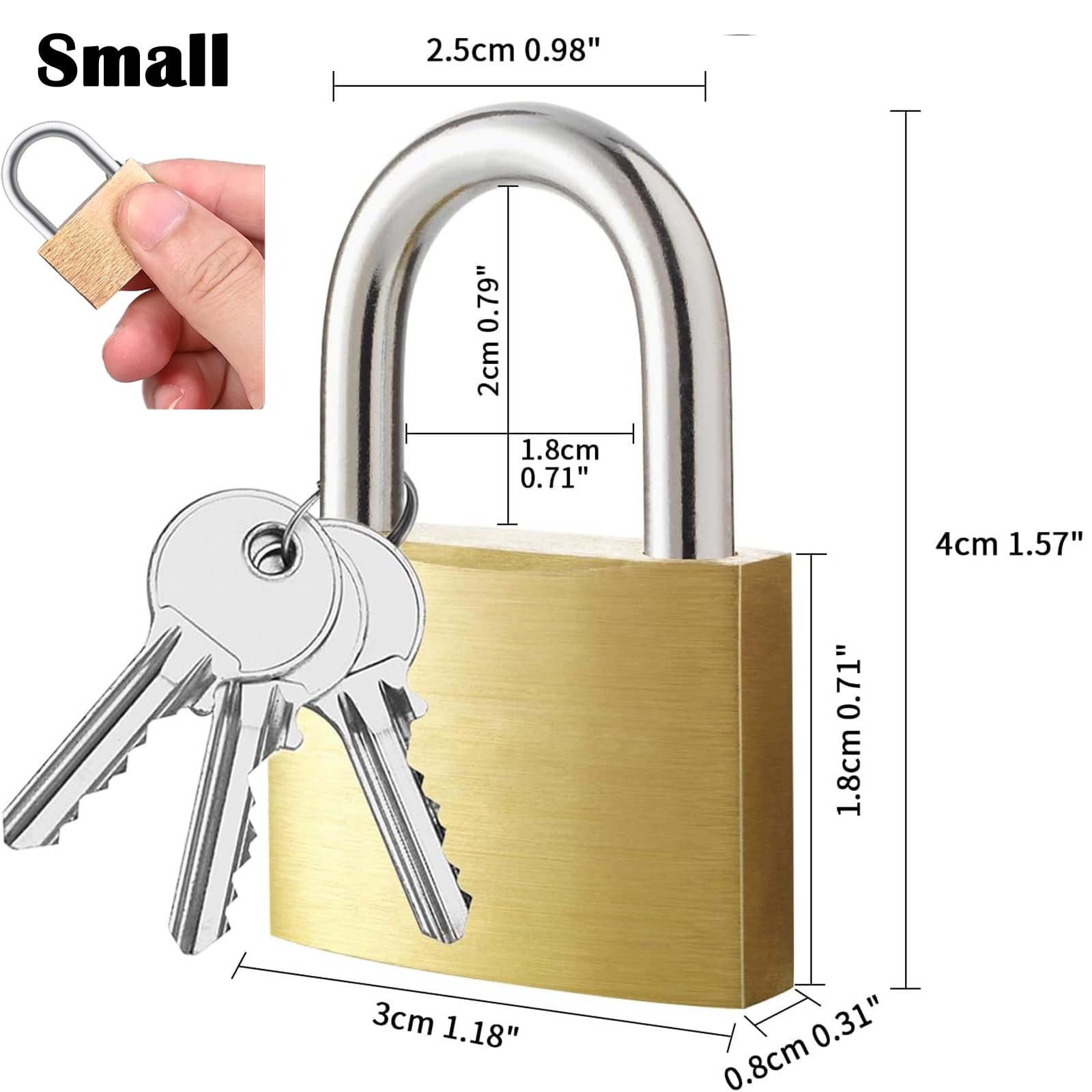 Lockwise Kłódka z kluczem z litego mosiądzu, małe zamki z 12 tymi samymi kluczami, zamek do szafki gimnastycznej z kluczem, blokada do skrytki na siłownię, do użytku na zewnątrz, do użytku wewnątrz