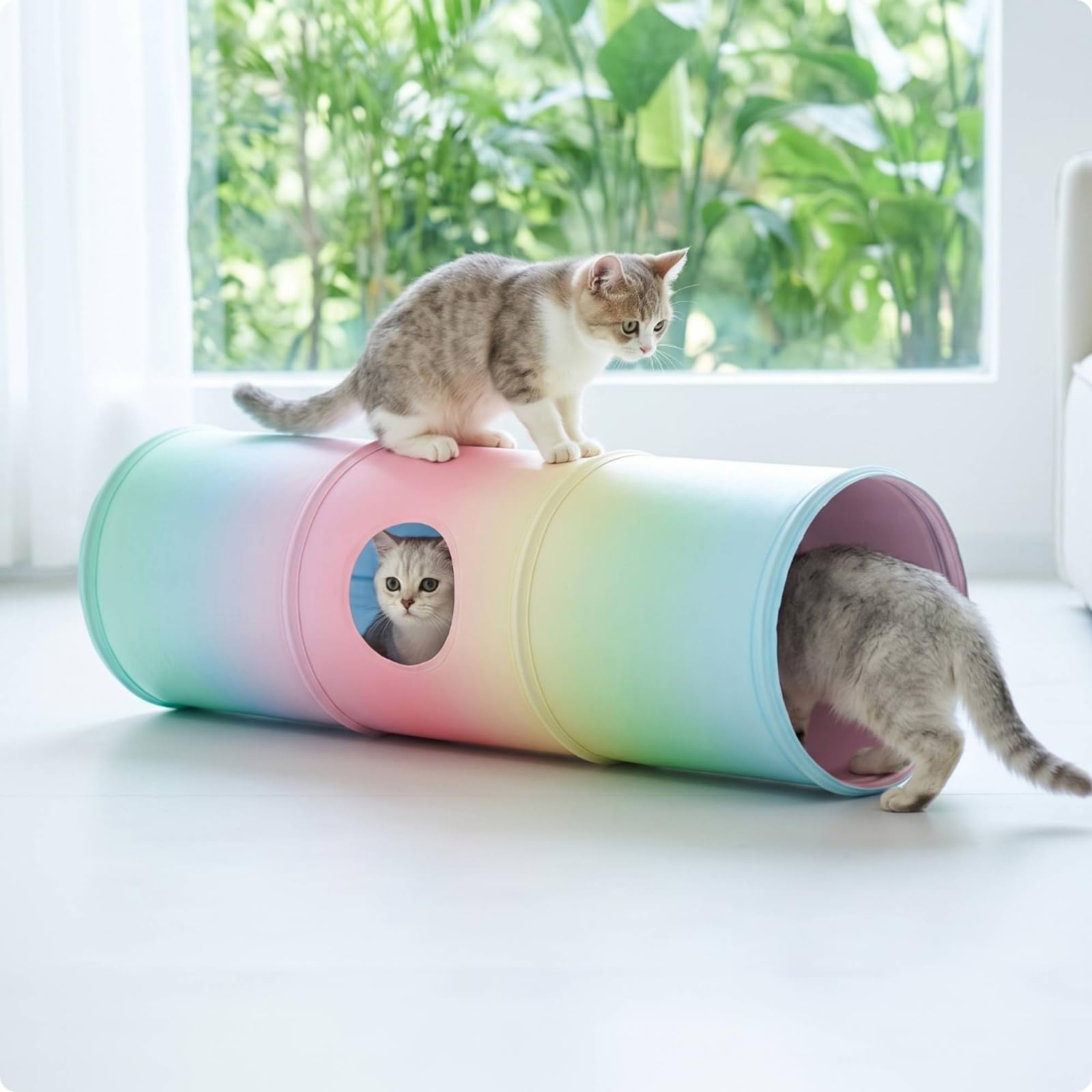 Tappetino da Gioco con Tunnel Pieghevole Tappetino Gioco Gatti Impermeabile per Gattini, Medio 78 25cm