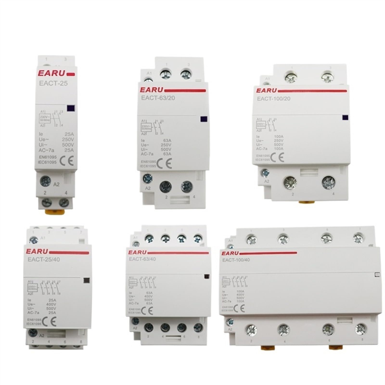 HUUOQIWY 4P 16/20A AC 220V 110V 50/60Hz Din Rail Household AC Modular Contactor Switch Controller(4p-ac 220v,20A-4NO)