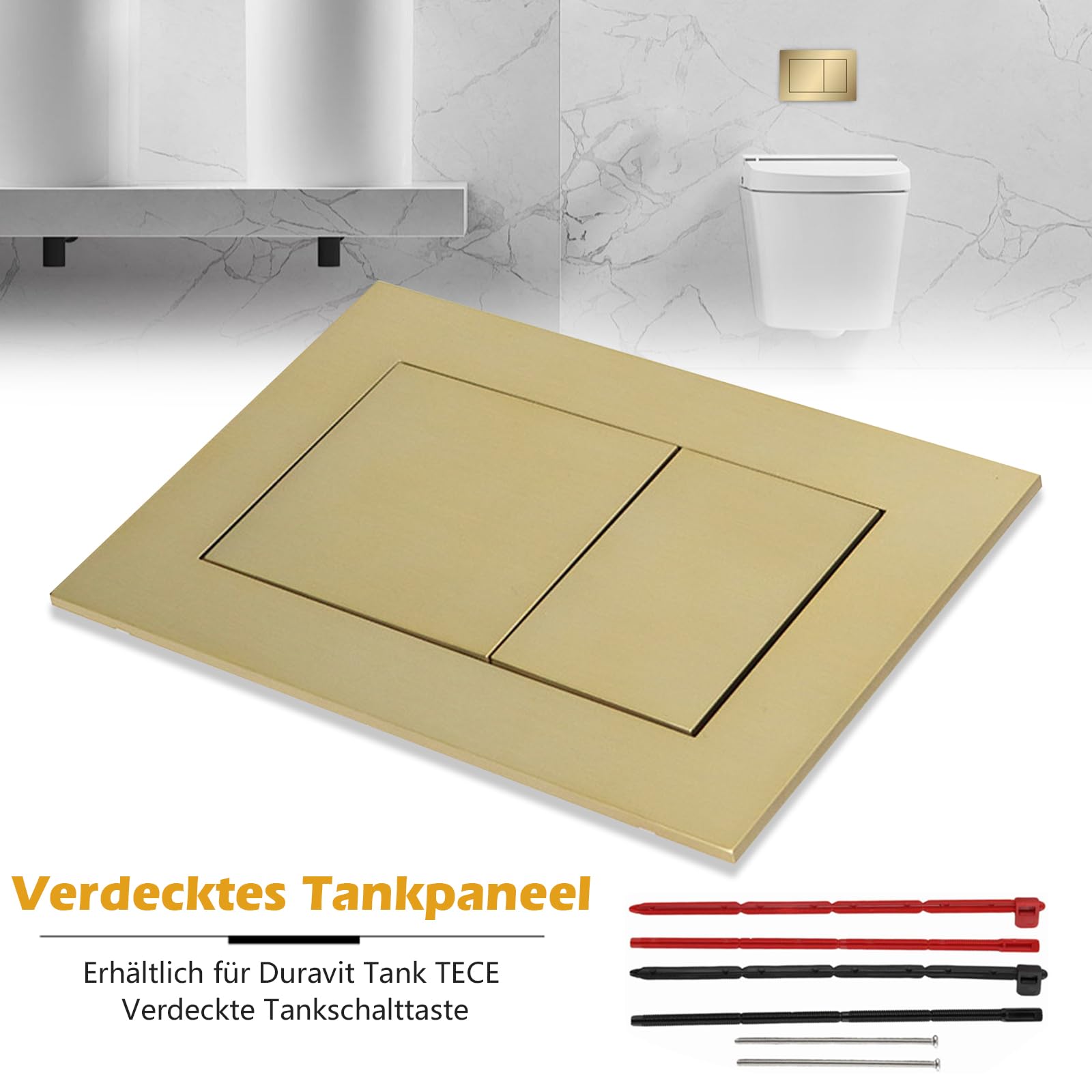Placa de accionamiento, placa de presión cromada y plástico, cisterna de inodoro, piezas de repuesto compatible con TECE, placa de descarga doble con tecnología de doble flujo, para cisternas ocultas