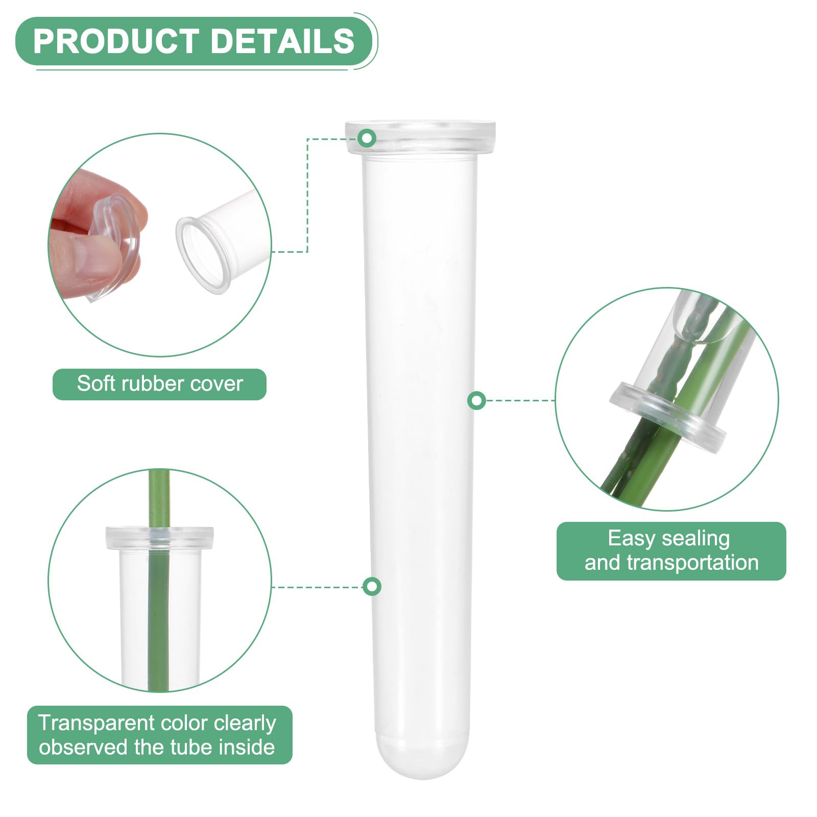 M METERXITY 50-Pack Floral Water Tubes, 4.3 Inch / 11cm Plastic Flower Tubes with Caps for Flower Arrangements - Image 2