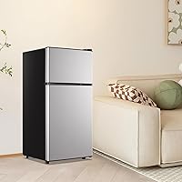 Vista 8 de 2.4 Cu.ft Mini Fridge with Double Doors Silver Small Refrigerator with Separate Freezer & 7 Adjustable Temperature Control, Tiny Size & Personal