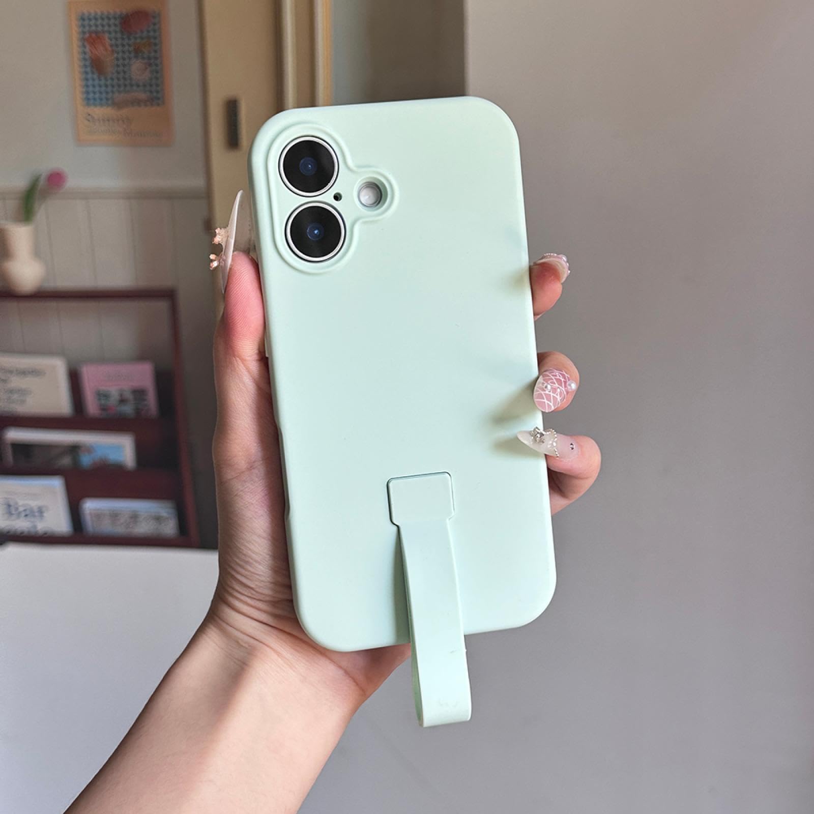 Coque silicone liquide antichoc souple iPhone 16 Plus mate avec cordon - 8