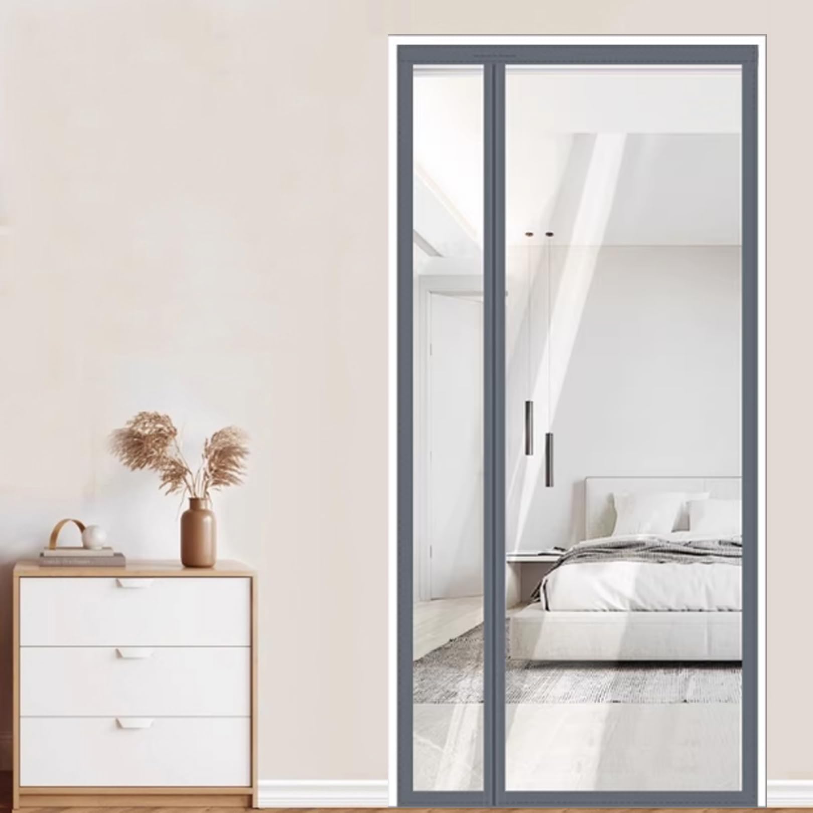 Isolant anti froid porte entrée magnétique transparent EVA sans perçage gris