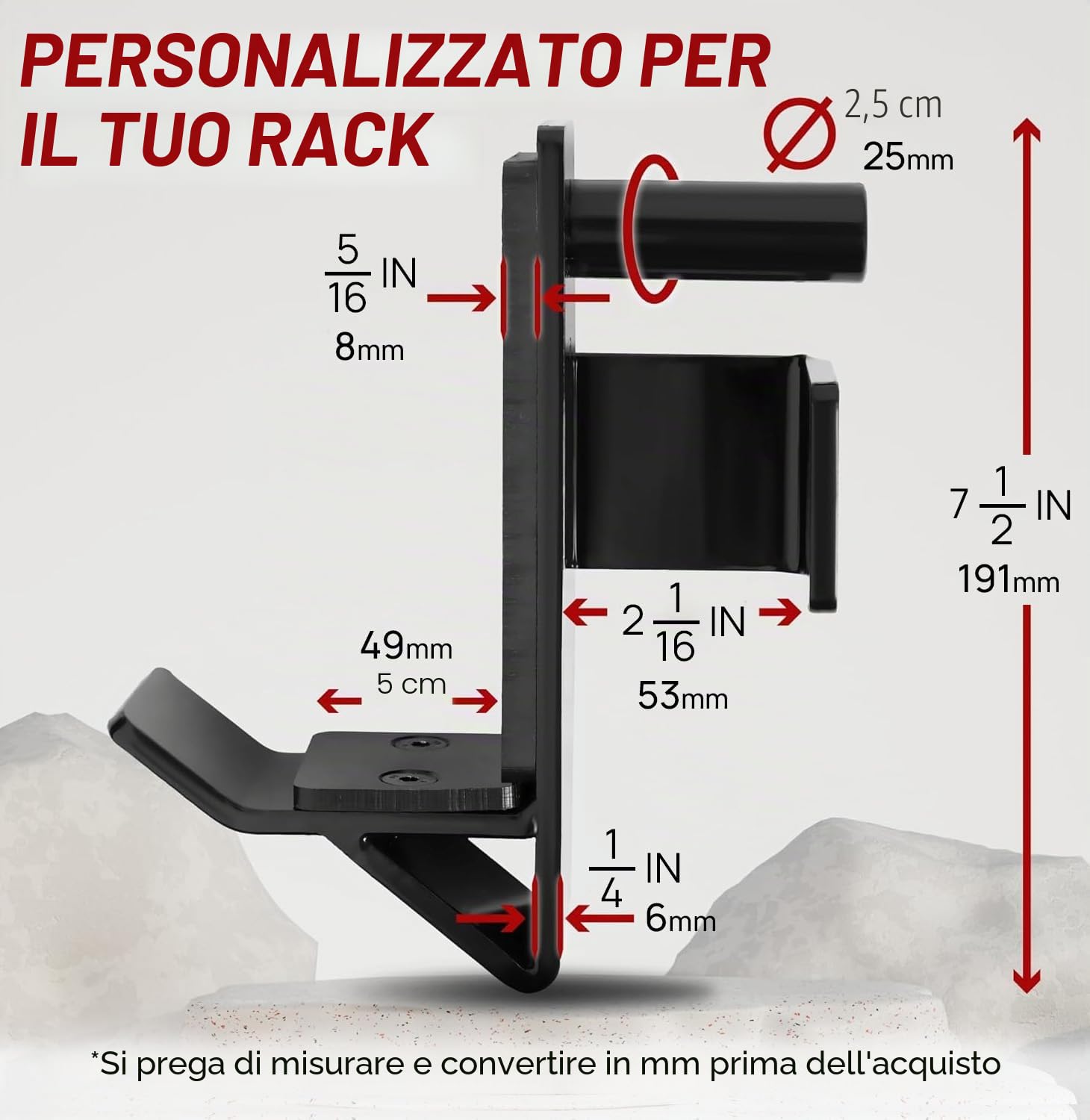 Yes4All Acciaio J Ganci Squat Rack 2x2/3x3 con Pad protettivo UHMW - Power Rack Attacchi Barbell Holder per Palestra di casa