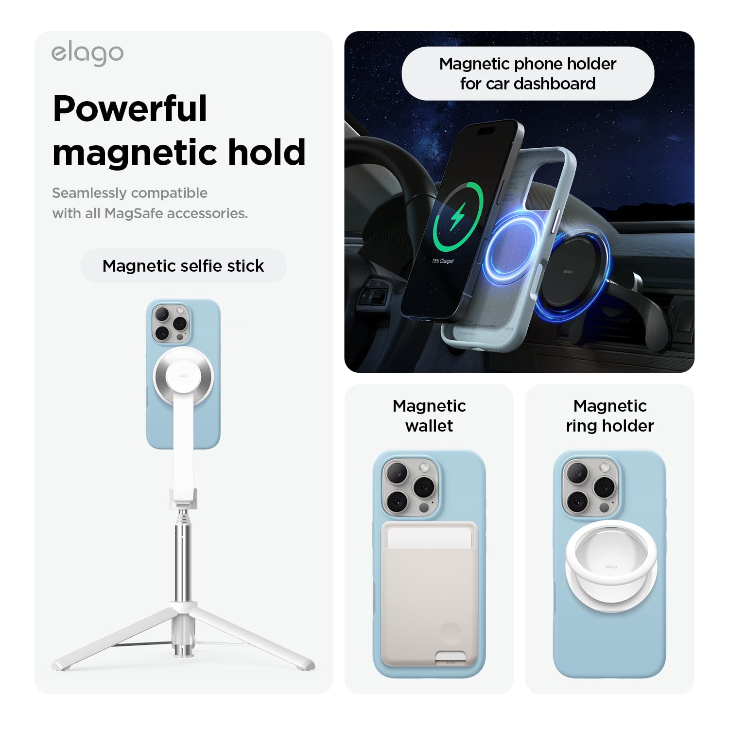 elago Cover Magnetica in Silicone Compatibile con iPhone 16 Pro Cover 6.3 pollici Compatibile con tutti gli accessori MagSafe - Magneti Integrati, Silicone a Presa Morbida, Antiurto (Azzurro Sierra)