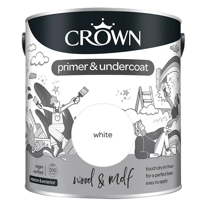 Crown Wood and MDF Primer and Undercoat, White (2.5 Liters)