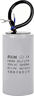 CBB60 Run Capacitor 35uF 450V AC 2 Wires 50/60Hz Cylinder 50mmx100mm (DXL) with Terminal for Washing Machine Air Compressor Water Pump Motor Refrigerators