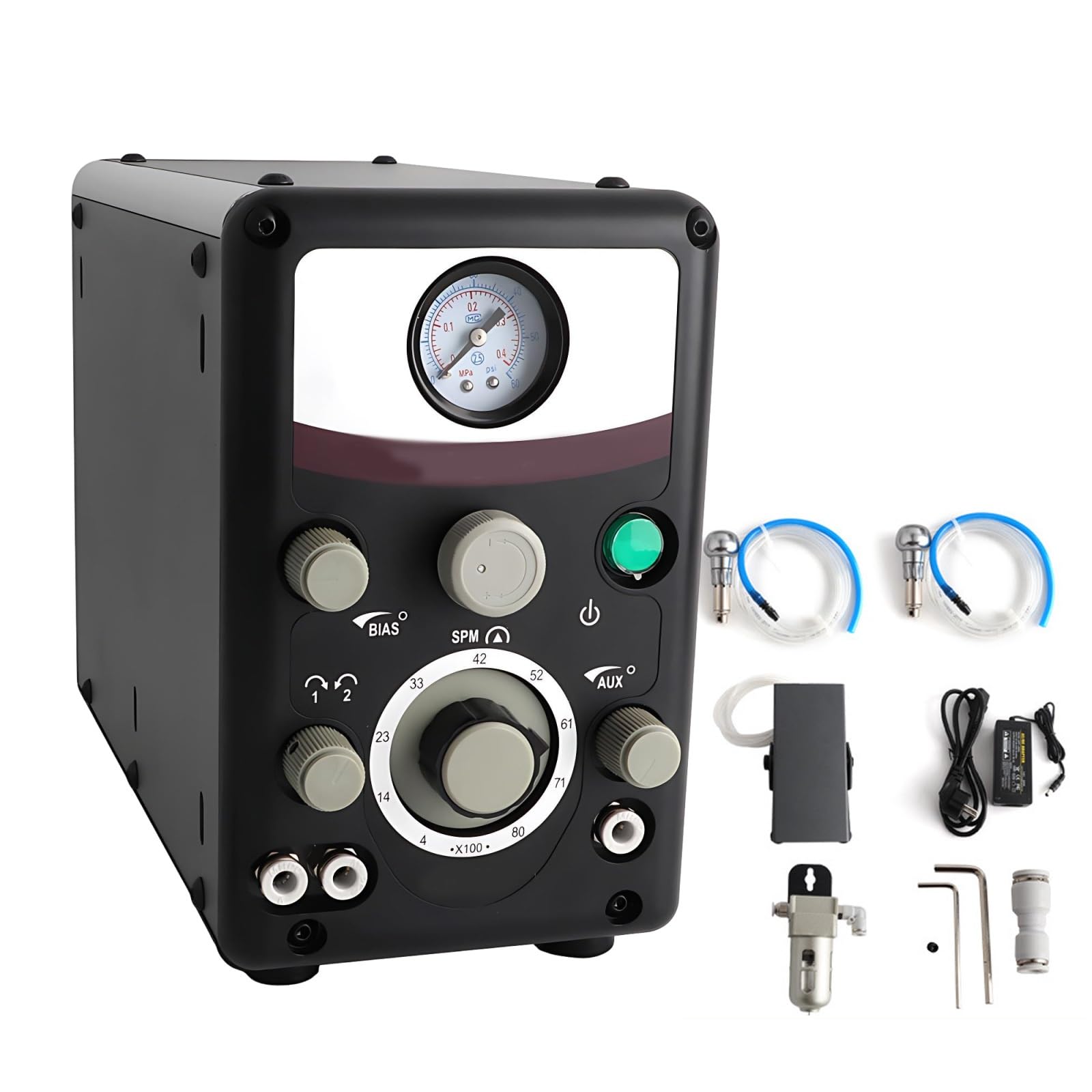 Máquina de Grabado Neumática para Metal y Joyería, Velocidad Ajustable 400-8000 RPM, Doble Cabeza, Ideal para Proyectos Personalizados