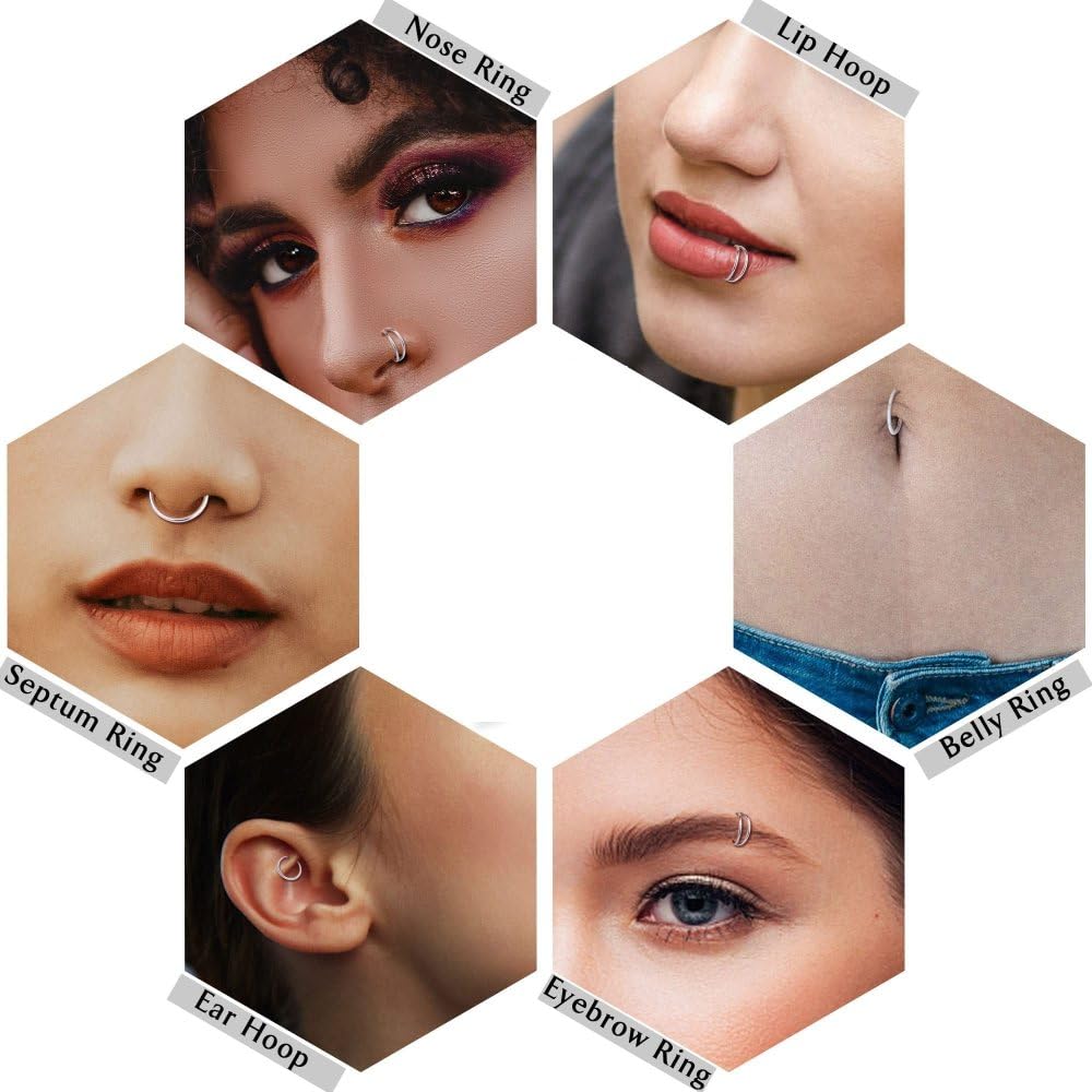 Nase Hoop Ring für Frauen - kreative Bogenperlendekoration Anhänger Nasenring Piercing Accessoires, Persönlichkeit Hip -Hop Knorpel Piercing Nase Ring Lippenringkörperschmuck ui