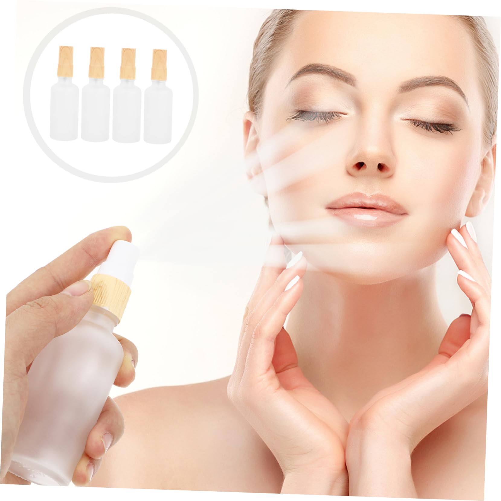 FRCOLOR 16 botellas de espray de grano de madera con niebla fina con niebla fina para el cabello, loción de cristal, para el cabello, botellas de perfume con crema de baño