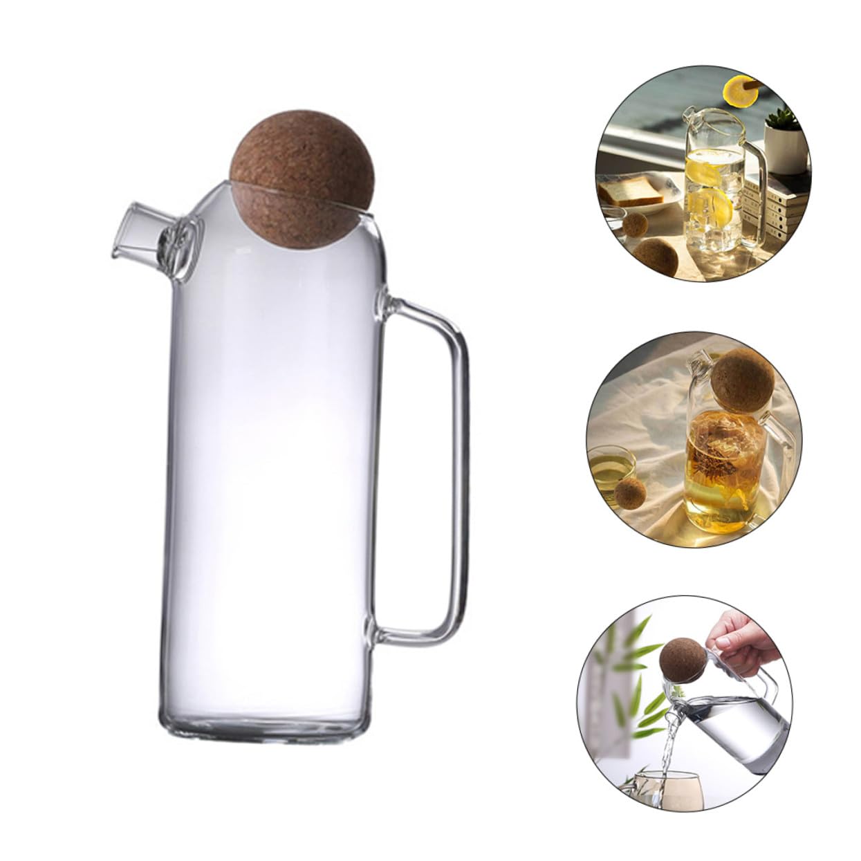 Hitzebeständige Teekanne aus Glas mit Rundem Korken und Ergonomischem Griff 1200ml für Zuhause und Restaurant Klare und Robuste Glas Teebehälter