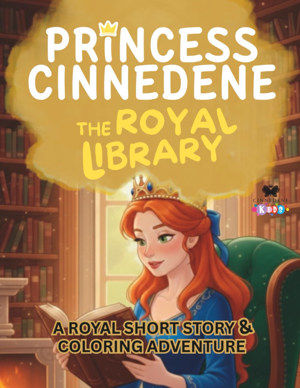 Princess Cinnedene: The Royal Library: A Short Illustrated Princess Story and Coloring Book for Girls | 8.5x11 inches, 45 Pages | Single-sided coloring pages | Perfect for crayons and colored pencils
