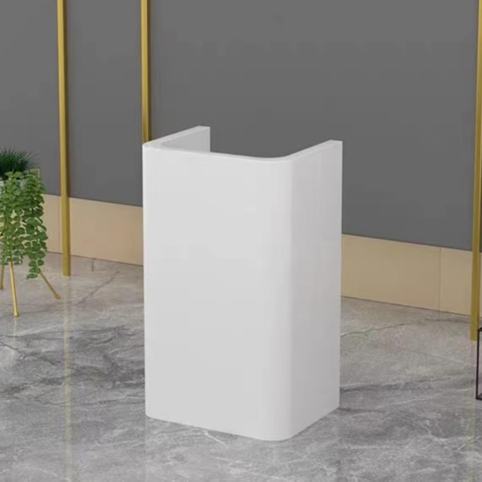 Generico Bancone Reception Moderno con mobiletto Contenitore, Tavolo Cassa per Negozi, saloni di Bellezza e Hall, scrivania per Computer Bianca 60x40x100 cm, Design eleg