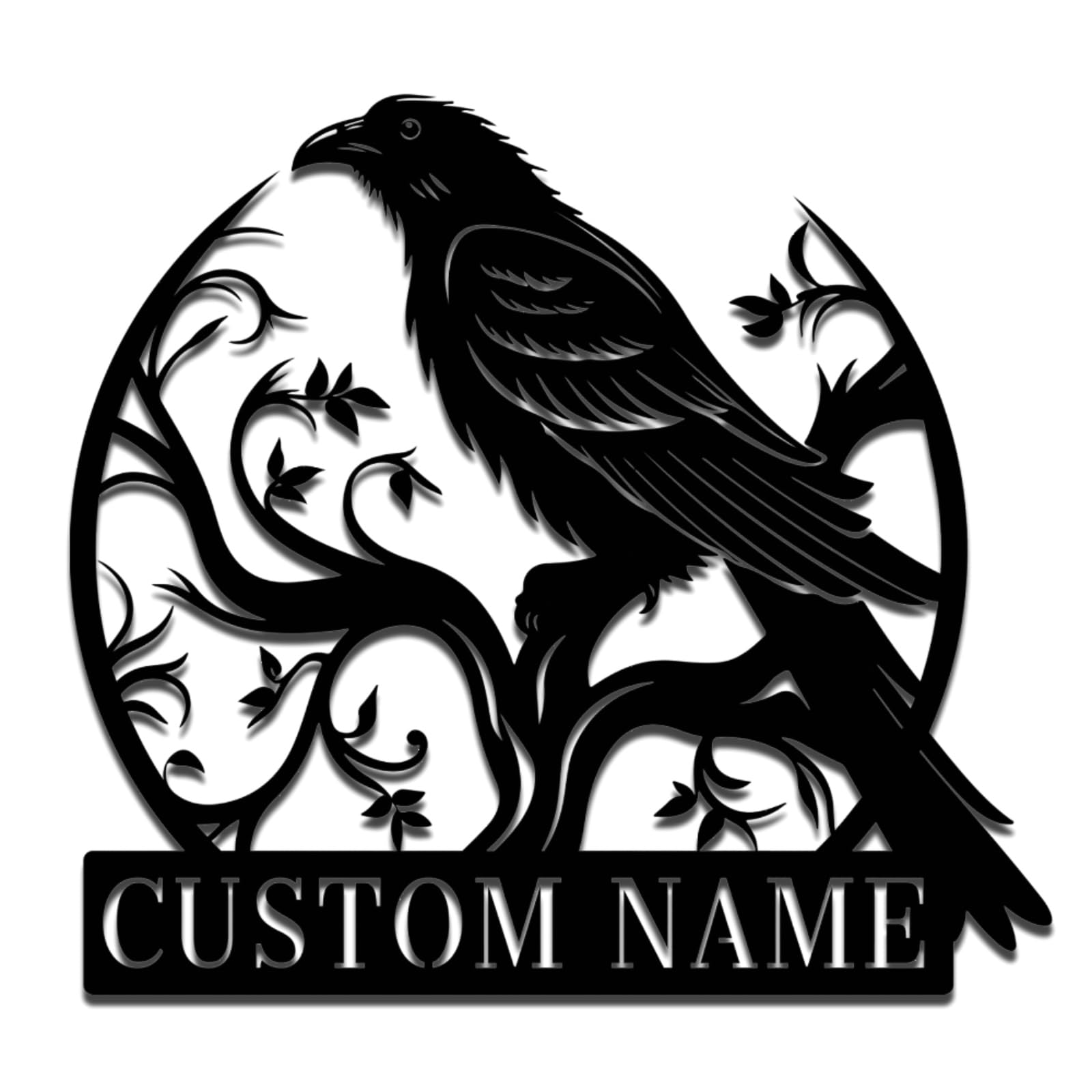 Met5kdm Crow Custom Metal Wall Decor,Personalised Black Name Sign,Address Plaque,Raven Bird Black Wall Art,Gift For Bird Lover,Housewarming Gift Undefined Undefined