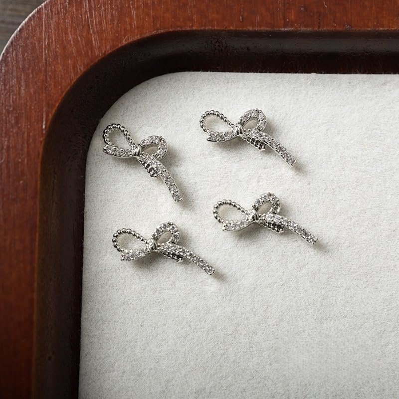 Bow Nail Charms Set 3PCS 13.5x6.5mm 3D Zircon Rhinestone Nail Art Decorations Elegant Cute Nail Accessories Kit