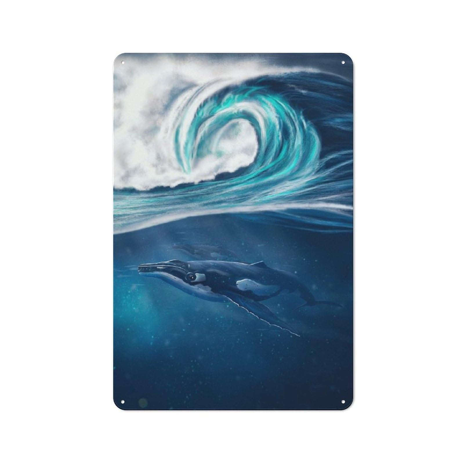 Junmoney Humpback Whale Barn Style Metal Wall Decor 30X20cm, Country Metal Sign For Kitchen, Cottage, Porch Or Garden Room