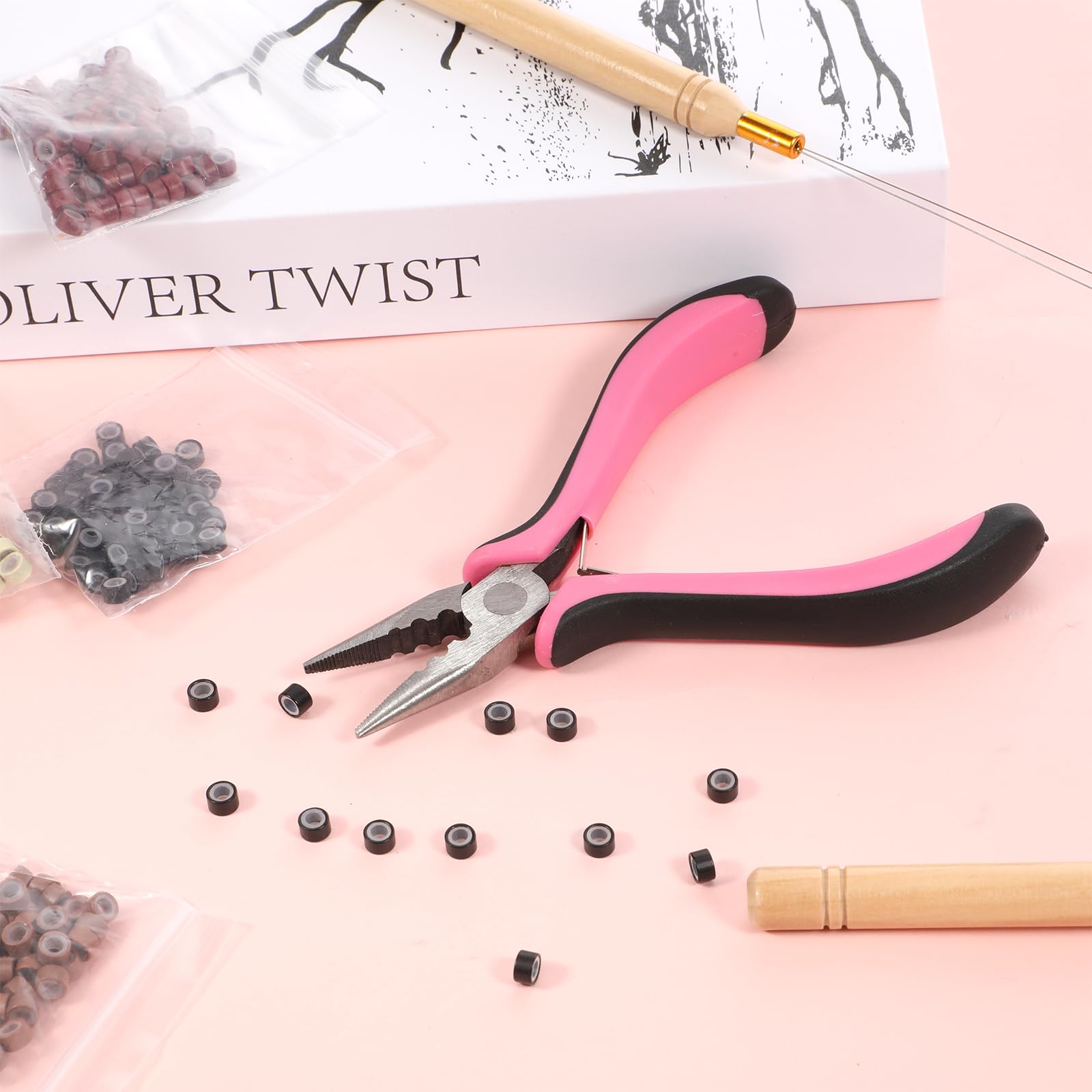 HaarverlängerungsZange 3 Loch Mini Hair Extensions Zange für Nanoringe und Microringe Microring Extensions Zubehör für Friseure und DIY Haarverlängerungen Entfernen von Bonding Extensions