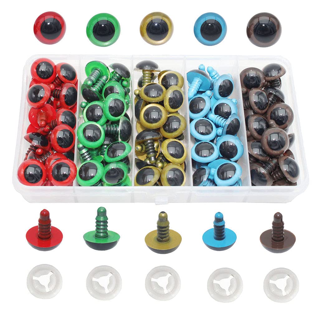 Buy BESTCYC 1Box(70pcs) 5Colors 15mm Plastic Safety Eyes Round Colorful