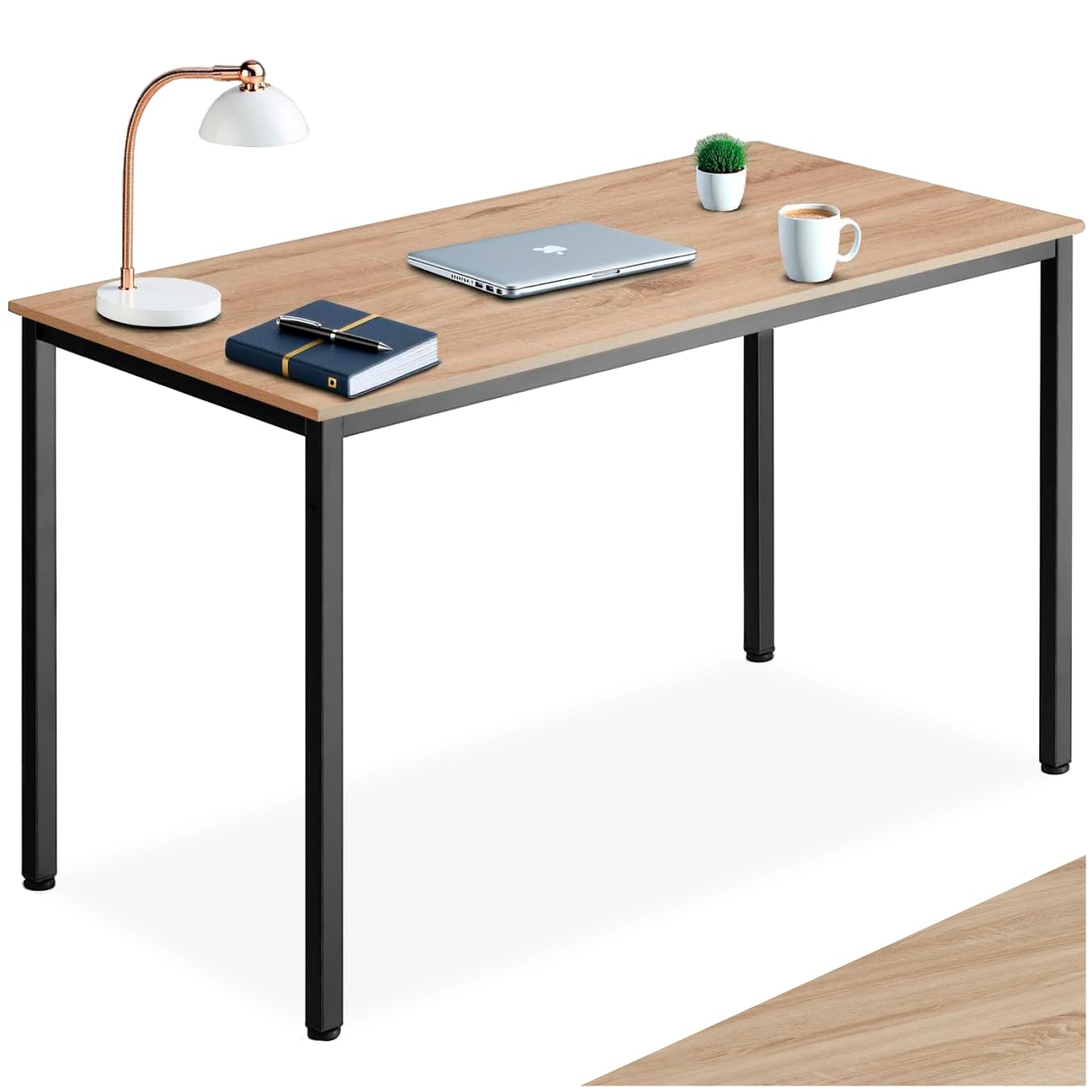 tectake® Industrial Schreibtisch, Tisch 120 x 60 x 75,5cm, Esstisch, Bürotisch, Computertisch, PC Tisch, Wohnzimmertisch, Gaming Desk, Möbel für Arbeitszimmer - Industrial Holz Hell, Eiche Sonoma
