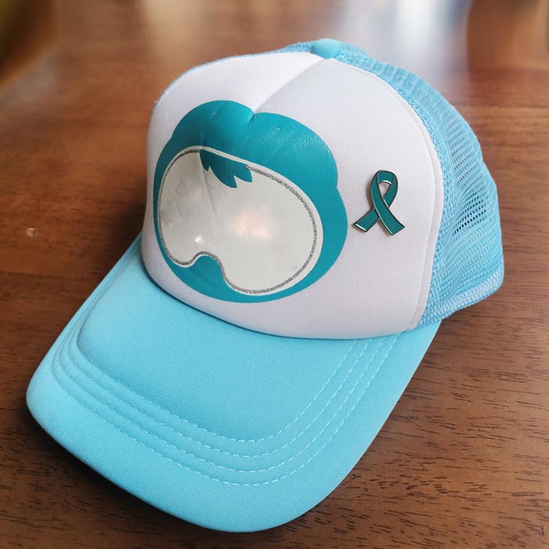 Image of 50 Pieces Teal Ribbon Pins Teal Awareness Lapel Brooches for Cervical Ovarian Cancer, Substance Abuse, Sexual Violence Awareness