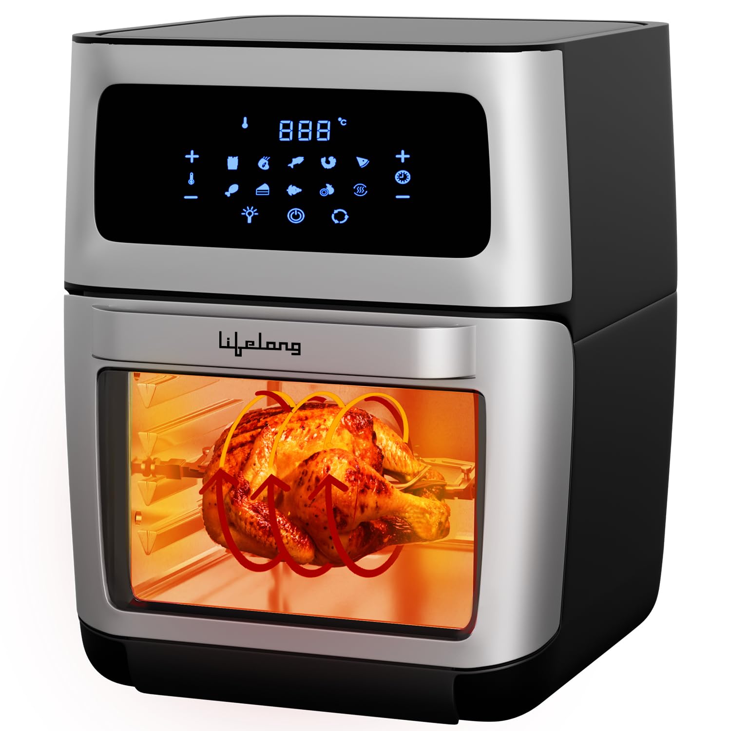 Lifelong Digital Air Fryer Toaster Oven 12L|Premium 1800-Watt Oven with 7-in-1 Functions| Large Capacity Air Fryer with 60-Minute Timer/Auto-Shutoff| Stainless Steel| 12 Preset Menu (2 Years Warranty)-image-34