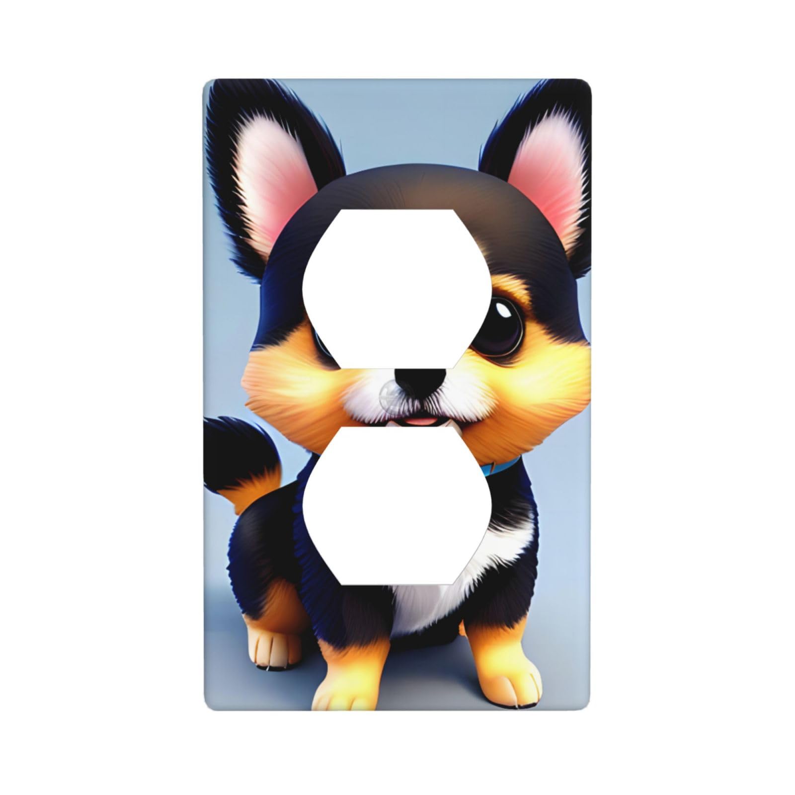 Card Love Fancy Puppy Decorative Switch Plate Cover-Unbreakable Polycarbonate Wall Plate for Home Office, 1 Gang with Screws