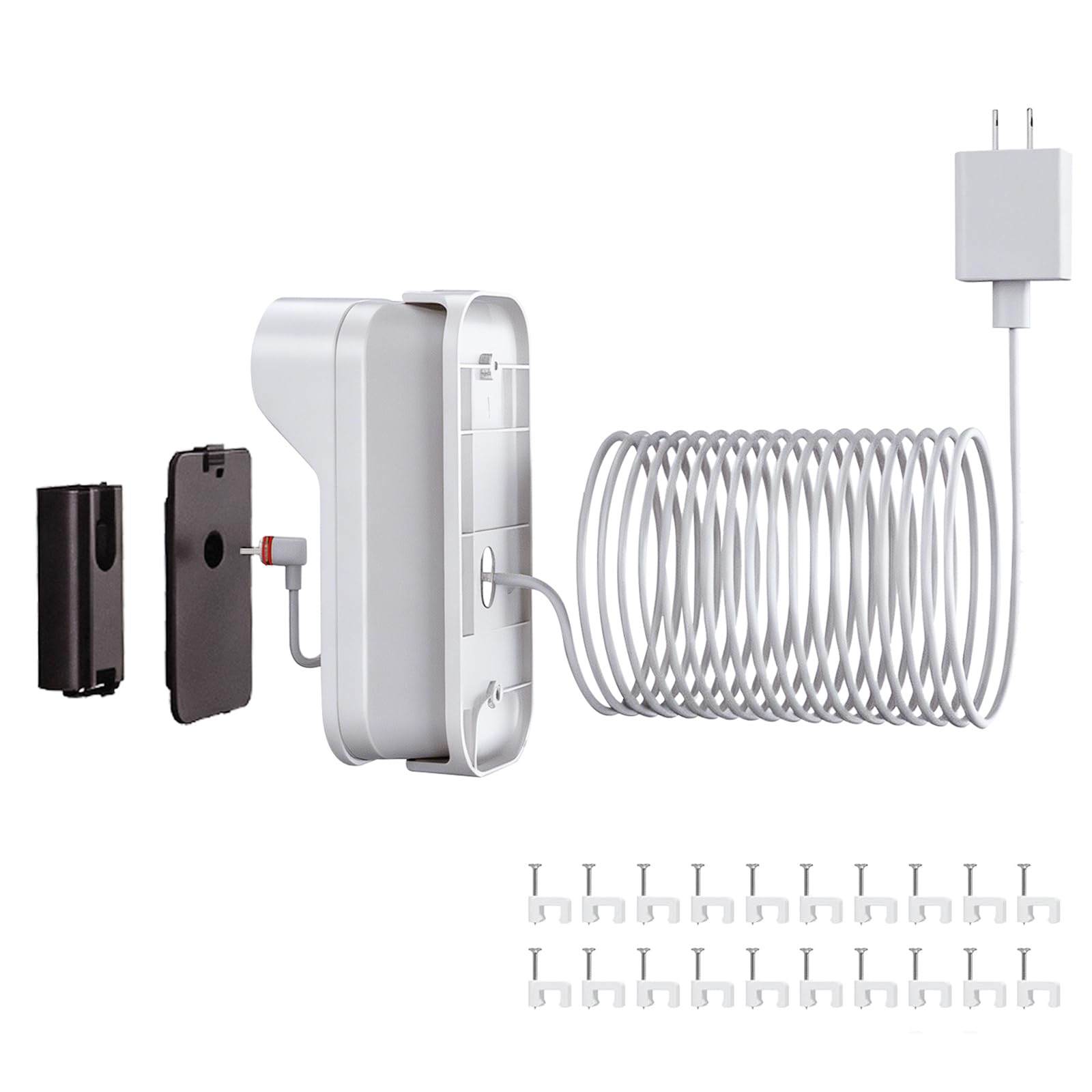 25FT/7.5M Power Adapter Kit for myQ Smart Garage Video Keypad,Angle Adjustable(40 to 140) Degree Mounting Bracket for myQ, (2-in-1) Mount and Power Cable，Continuous Charging Your myQ Video Keypad