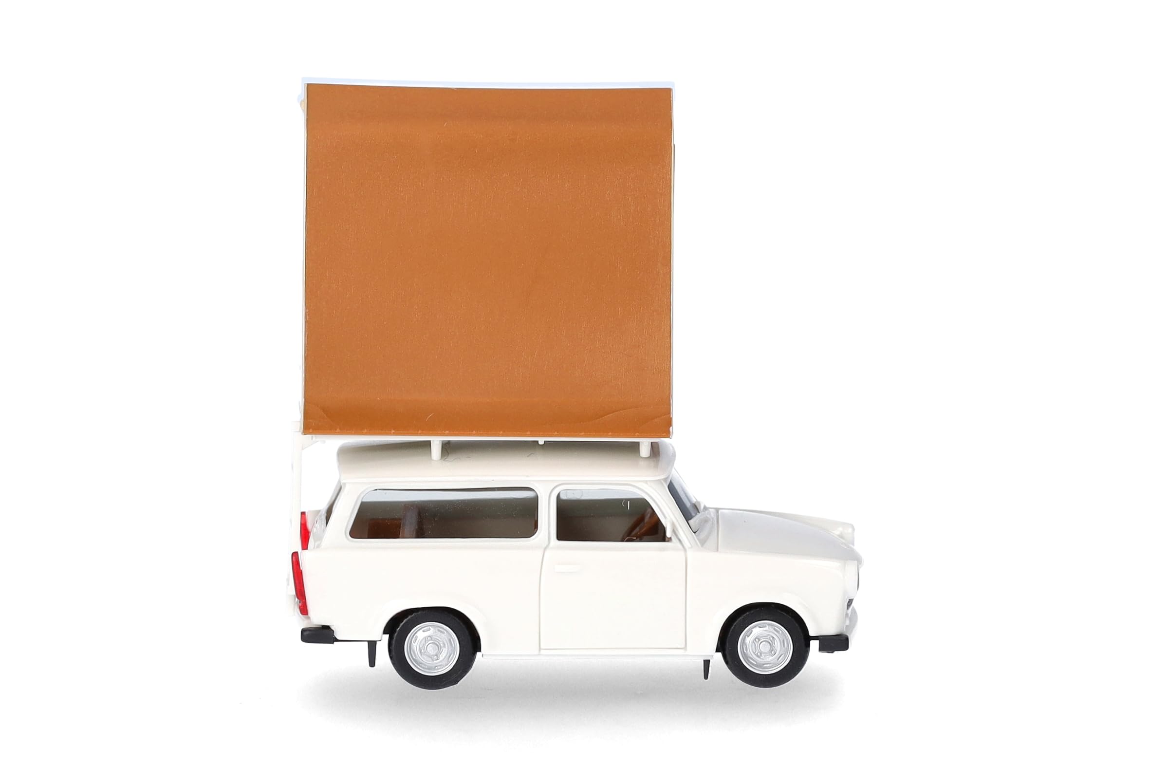 Herpa Modellauto Trabant 601 Universal mit Dachzelt, Miniatur im Maßstab 1:87, Sammlerstück, Made in Germany, Modell aus Kunststoff, Grauweiß