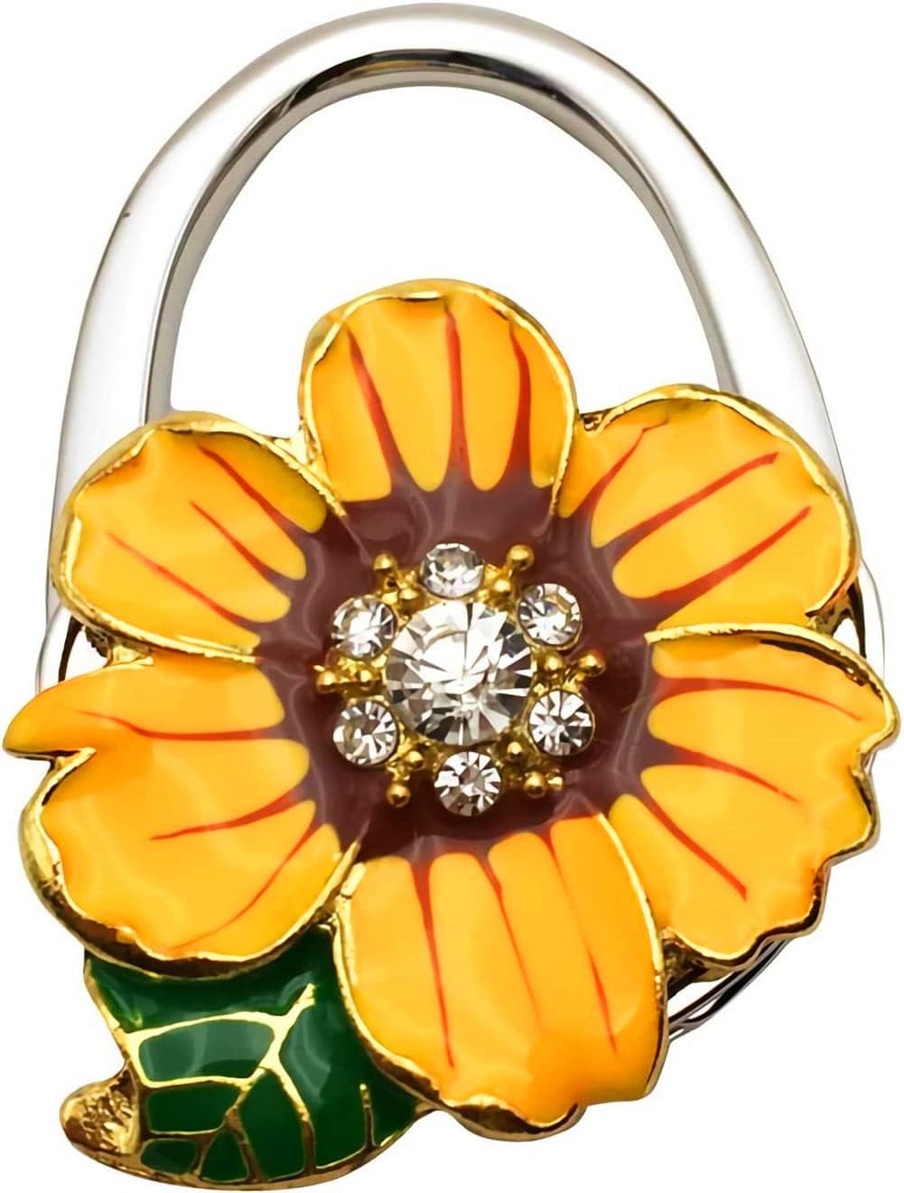 Bestdays Chrysanthemums with Leaves Designed Shoulder Handbag Folding Purse Holder Hangers Hooks Foldable Purse Hanger Handbag Table Hook Holder (Yellow)