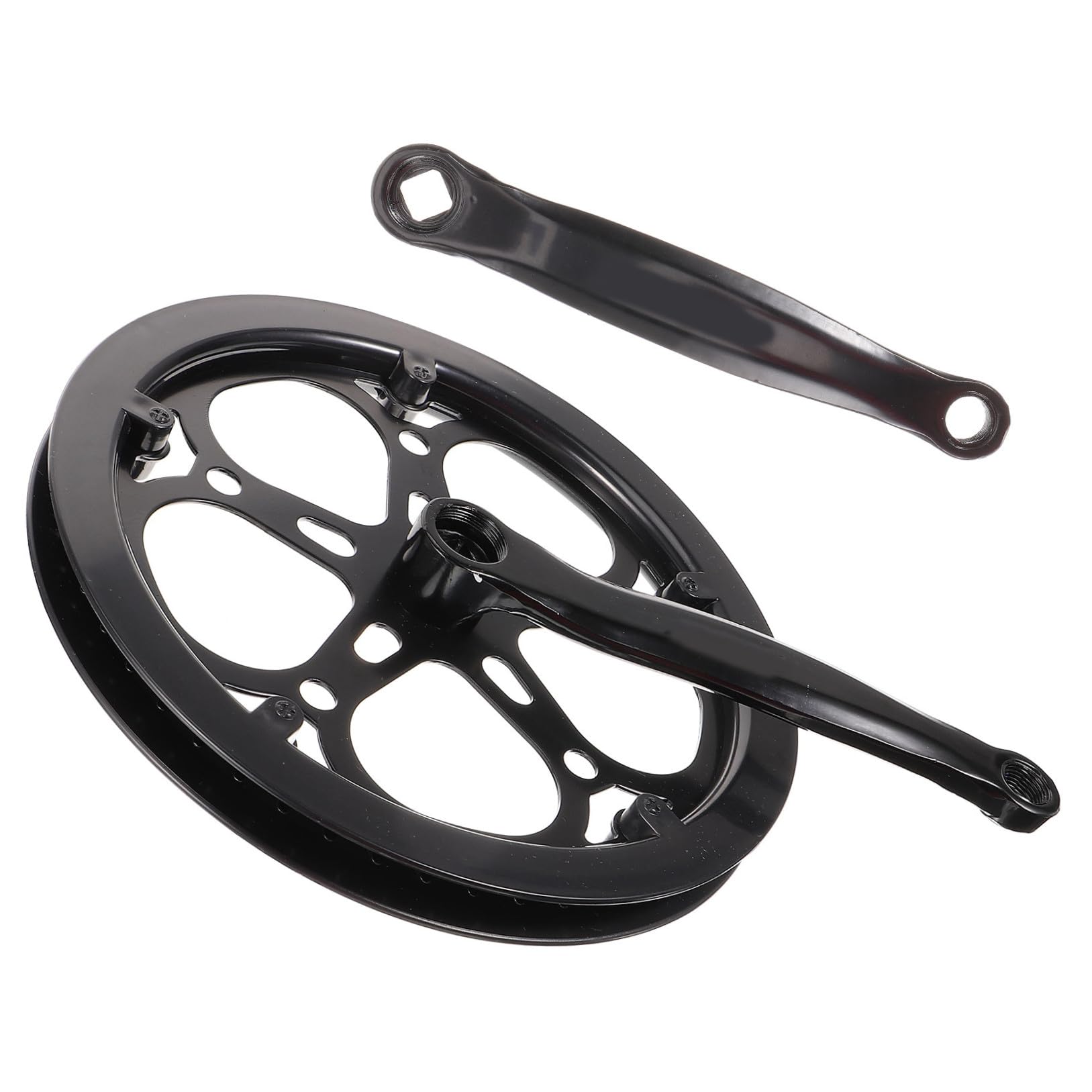 DOITOOL Pedivella Bici Corona Singola in Ferro Nero Resistente all'Usura, Kit di Ricambio per Bici Denti 52t e Lunghezza Braccio Pedivella 170Mm per Accessori per Bicicletta