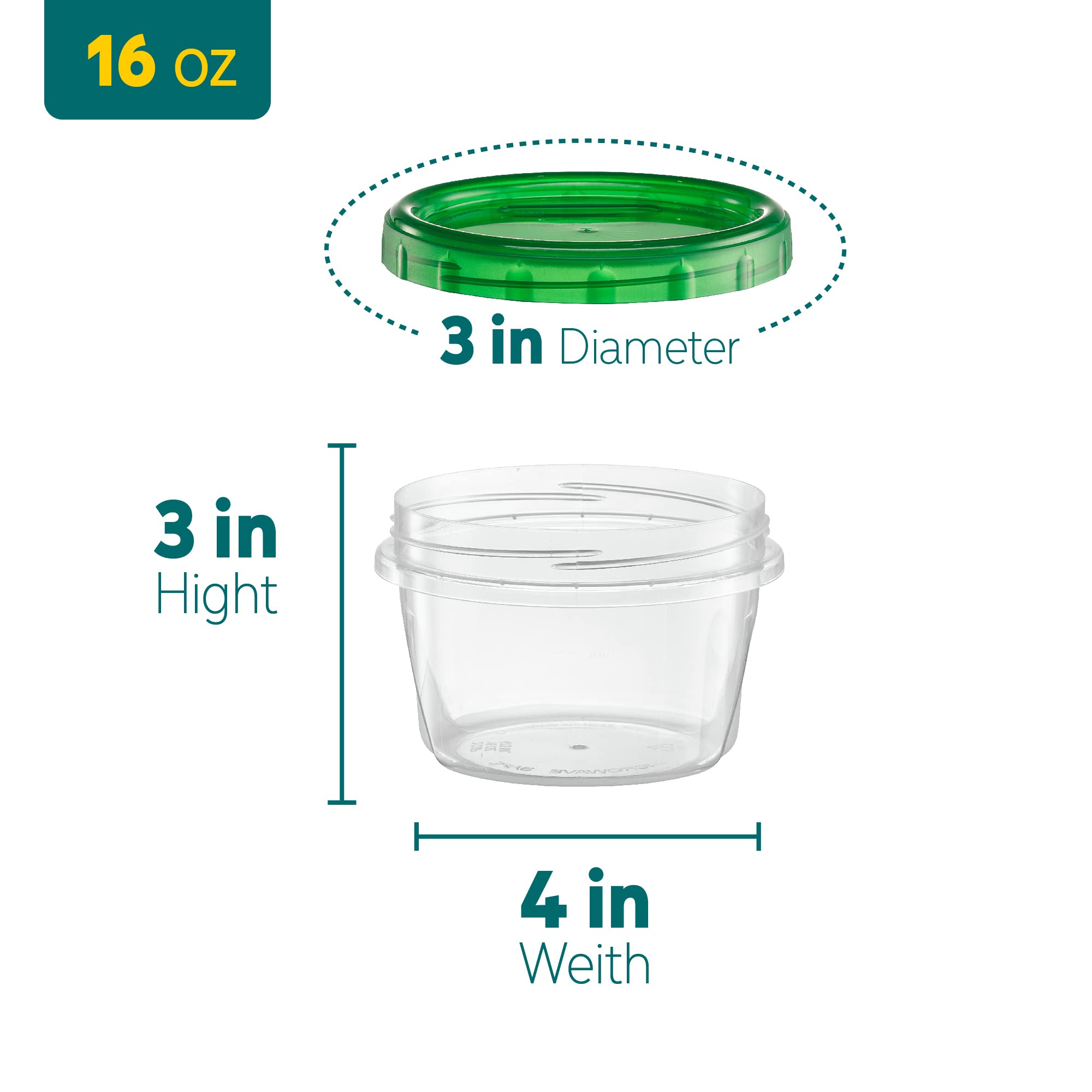 ELEGANT DISPOSABLES Twist Top Pojemniki do przechowywania żywności 470 ml 12 opakowań Plastikowe pojemniki do przechowywania Zamrażarki Szczelne Wielokrotnego Użytku z Przykręcanymi Kolorowymi