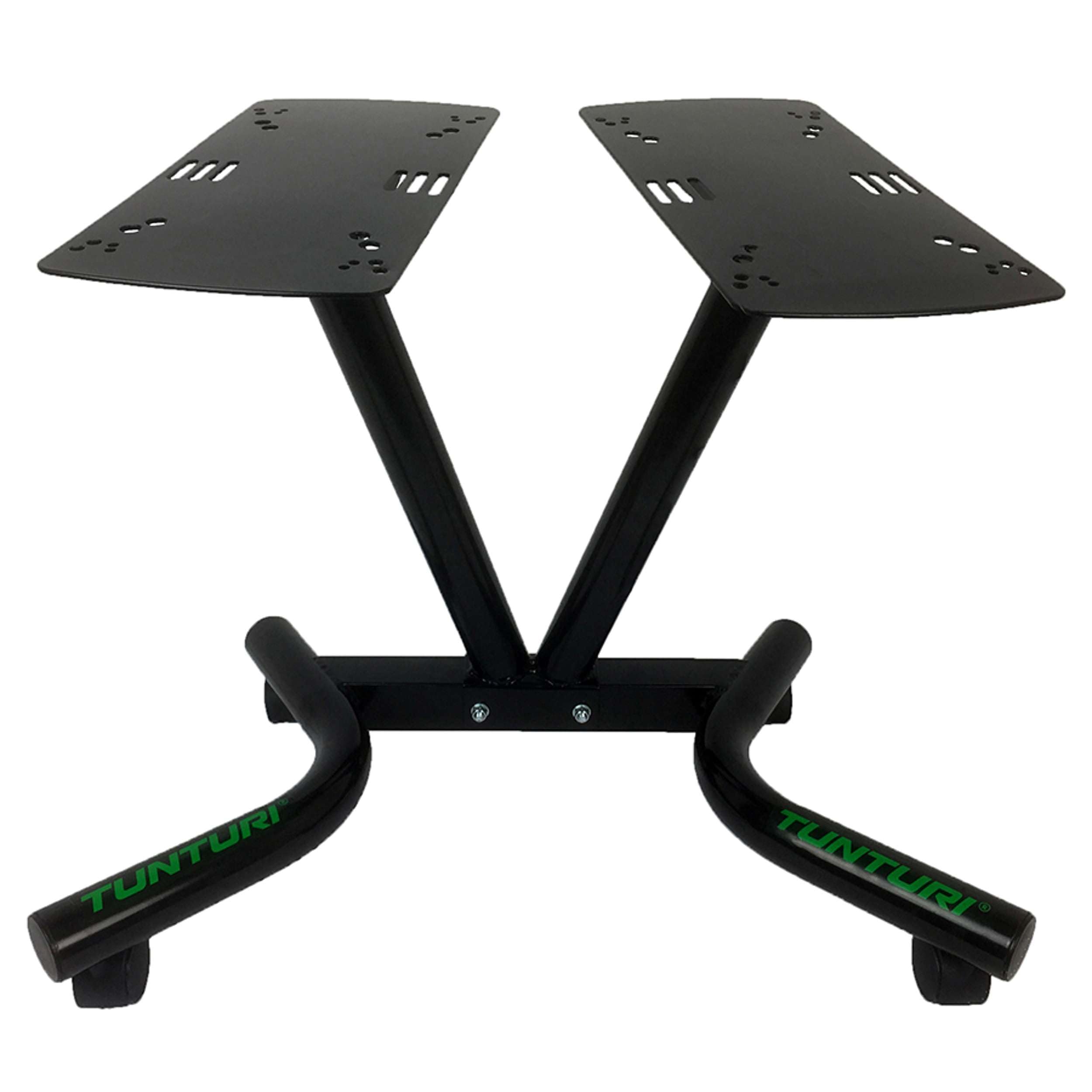 Tunturi Dumbbell Sets Soporte Mancuernas Ajustables, Unisex Adulto, Black, 1 | Dimensiones 70,5 x 52 x 62,2 cm, Peso 12 kg, 4 Ruedas De Transporte, 2 Compartimentos
