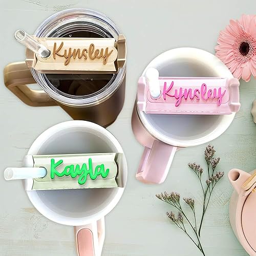 Miniatura 3 de LASFOUR Placa de nombre personalizada para vasos, placa de identificación para taza, placa de nombre de vaso Quencher, tazas personalizadas con